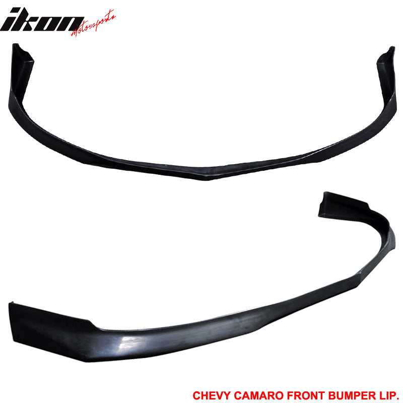 IKON MOTORSPORTS, Front Bumper Lip Compatible With 1998-2002 Chevy Camaro, EVO Style PU Black Front Lip Spoiler Splitter, 1999 2000 2001