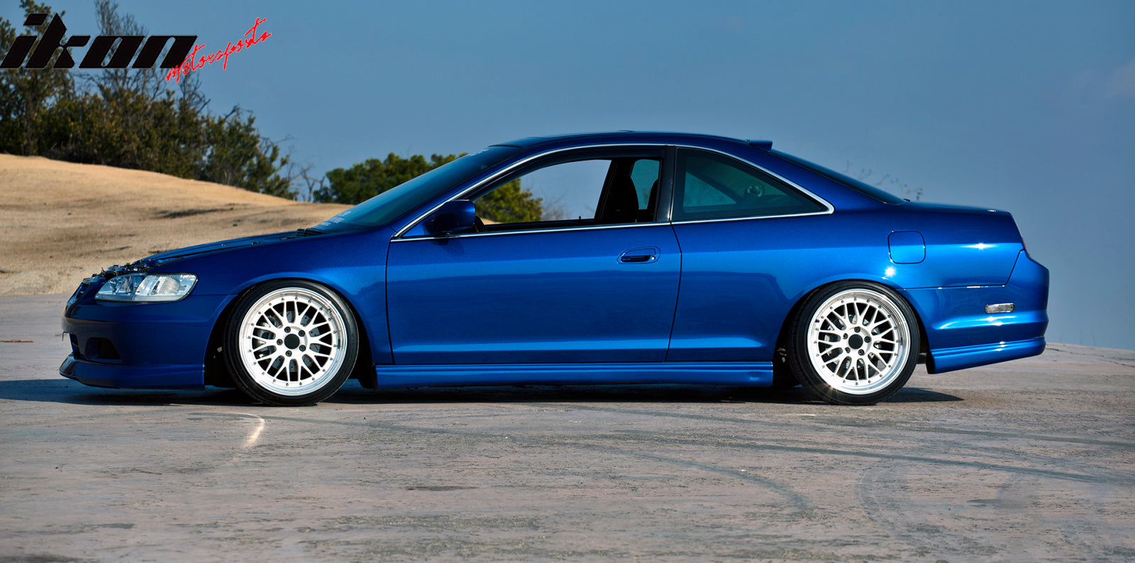 IKON MOTORSPORTS Tape On External Window Visor, Compatible With 1998-2002 Honda Accord 2Door, Slim Style Acrylic Smoke Tinted Sun Rain Shade Guard Wind Vent Air Deflector