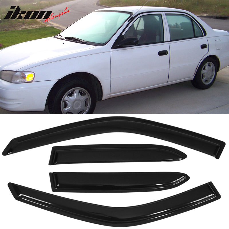 1998-2002 Toyota Corolla Sedan Window Visor Slim Style Acrylic 4Pc Set