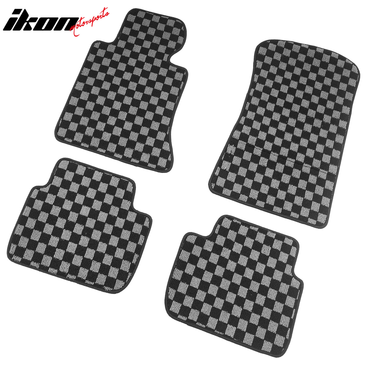 98-06 3 Series E46 4PCS Floor Mats Carpets Checkered Black Gray Plaid FOR: (BMW)