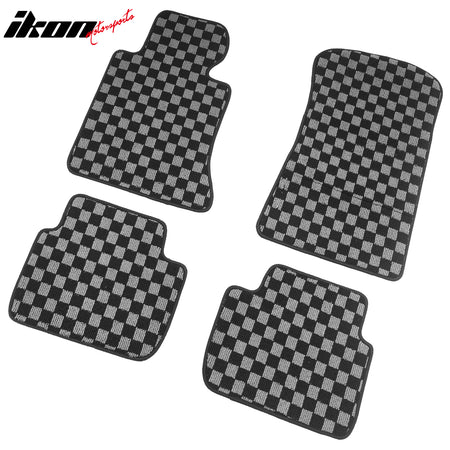 98-06 3 Series E46 4PCS Floor Mats Carpets Checkered Black Gray Plaid FOR: (BMW)