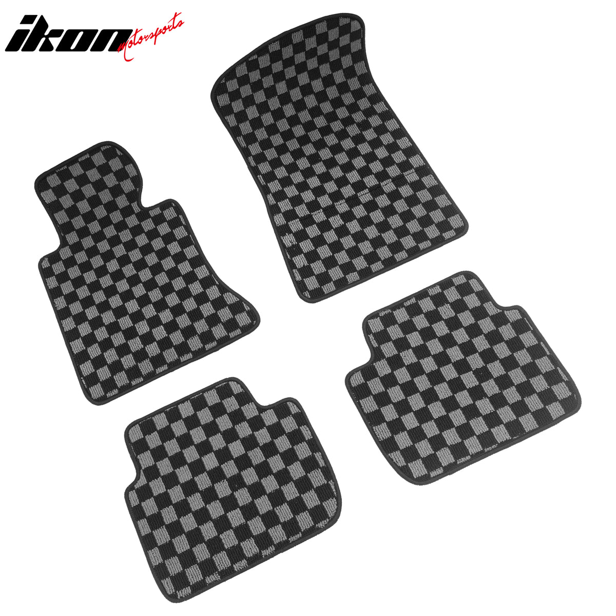 98-06 3 Series E46 4PCS Floor Mats Carpets Checkered Black Gray Plaid FOR: (BMW)