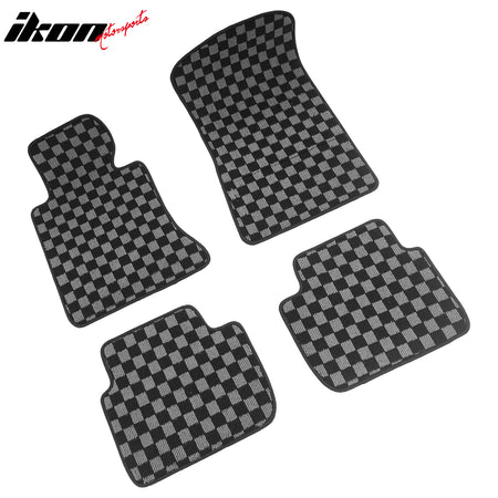 98-06 3 Series E46 4PCS Floor Mats Carpets Checkered Black Gray Plaid FOR: (BMW)