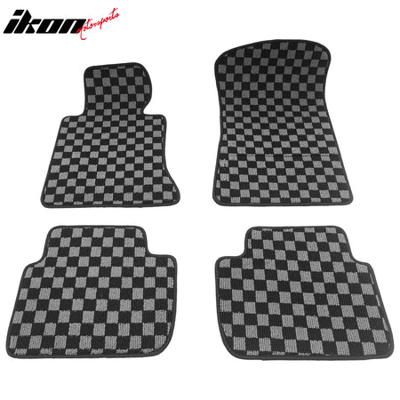 98-06 3 Series E46 4PCS Floor Mats Carpets Checkered Black Gray Plaid FOR: (BMW)