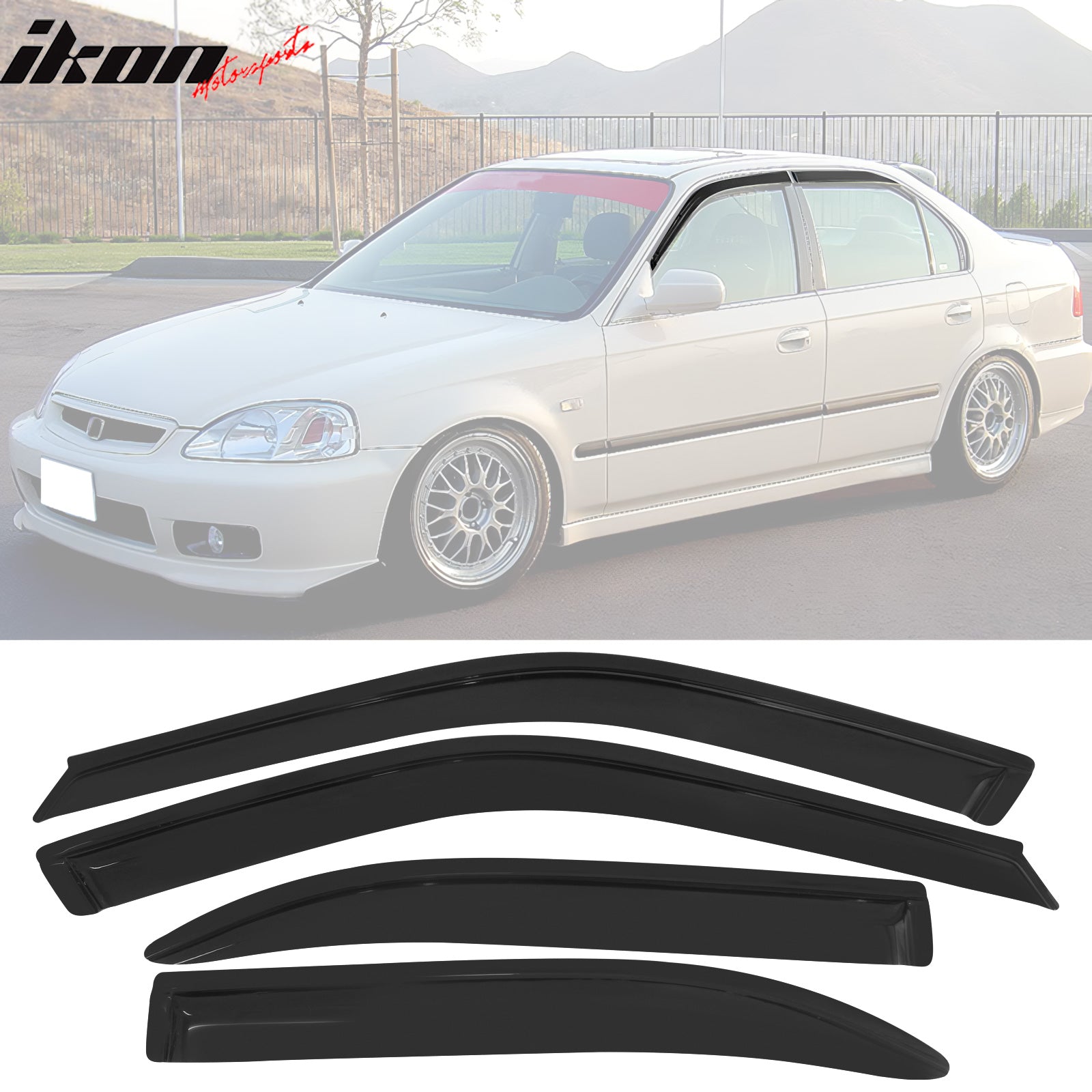 Buy Best Honda Civic 4D EK Front Bumper Lip + Sun Window Visor