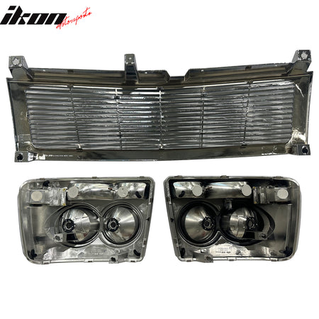 Fits 99-02 Chevy Silverado 1500 Range Rover Style Front Upper Grille W/Headlight