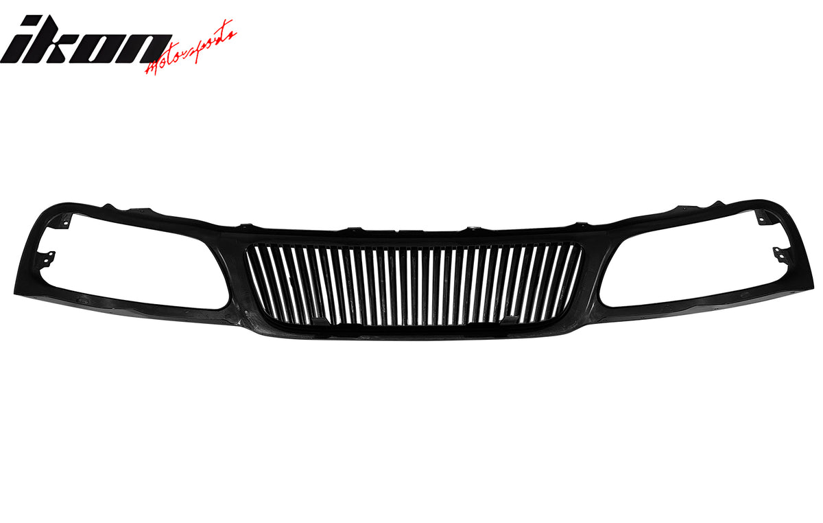 Fits 99-03 Ford F-150 Vertical Style Black ABS Front Insert Upper Mesh Grille