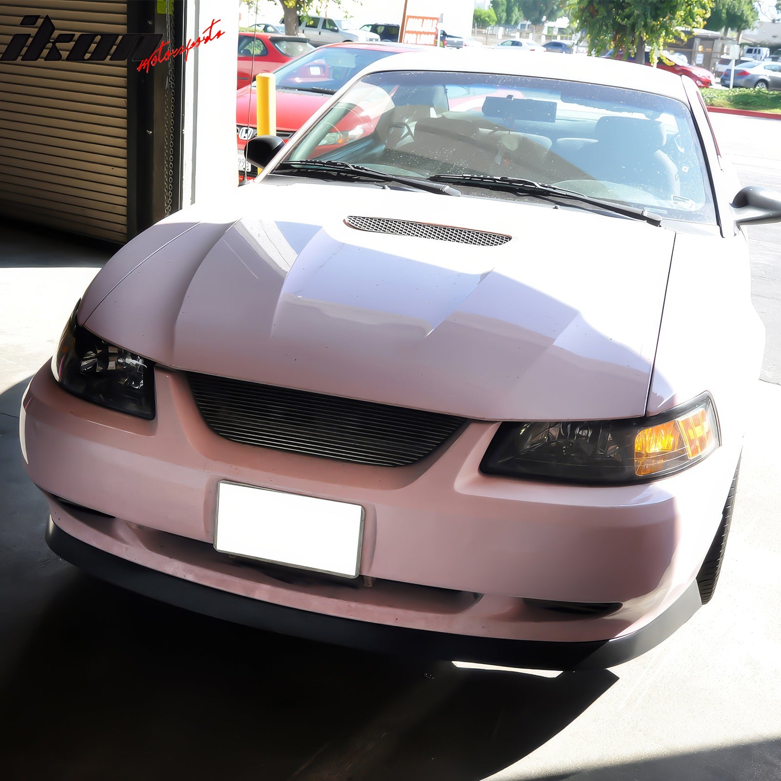 IKON MOTORSPORTS Front Bumper Lip, Compatible with 1999-2004 Ford Mustang, Mach 2 Style PU Polyurethane Air Dam Chin Spoiler Protector Splitter 1PCS