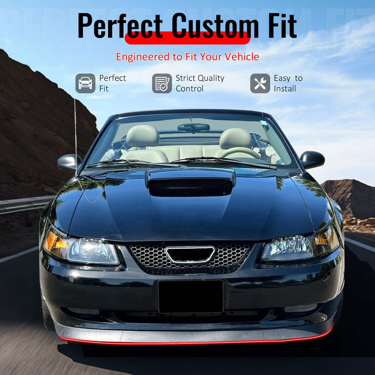 Fit 1999-2004 Ford Mustang Front Bumper Lip OE Style Unpainted Black