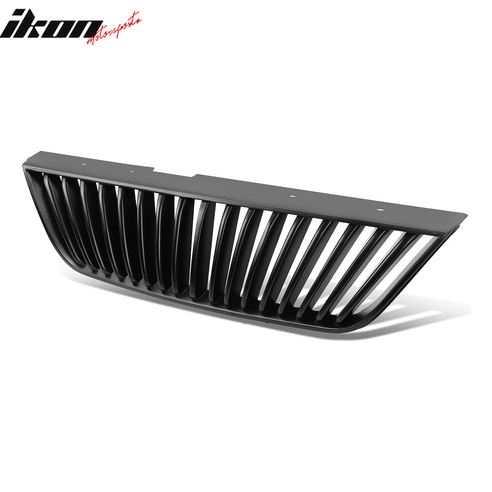 IKON MOTORSPORTS Front Upper Grille, Compatible with 1999-2004 Ford Mustang, Vertical Style Unpainted Black ABS Plastic Replacement Front Bumper Hood Grill