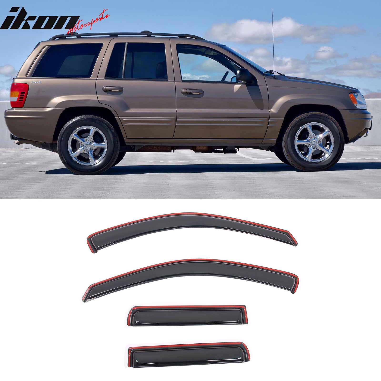 石好きやシープウィング Fits 99-04 Jeep Grand Cherokee In Channel Window Visor Side Rain