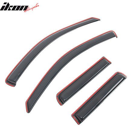 IKON MOTORSPORTS In Channel Window Visors Compatible with 1999-2004 Jeep Grand Cherokee, Slim Style Acrylic Smoke Rain Guards, Side Window Wind Deflectors 4PCS