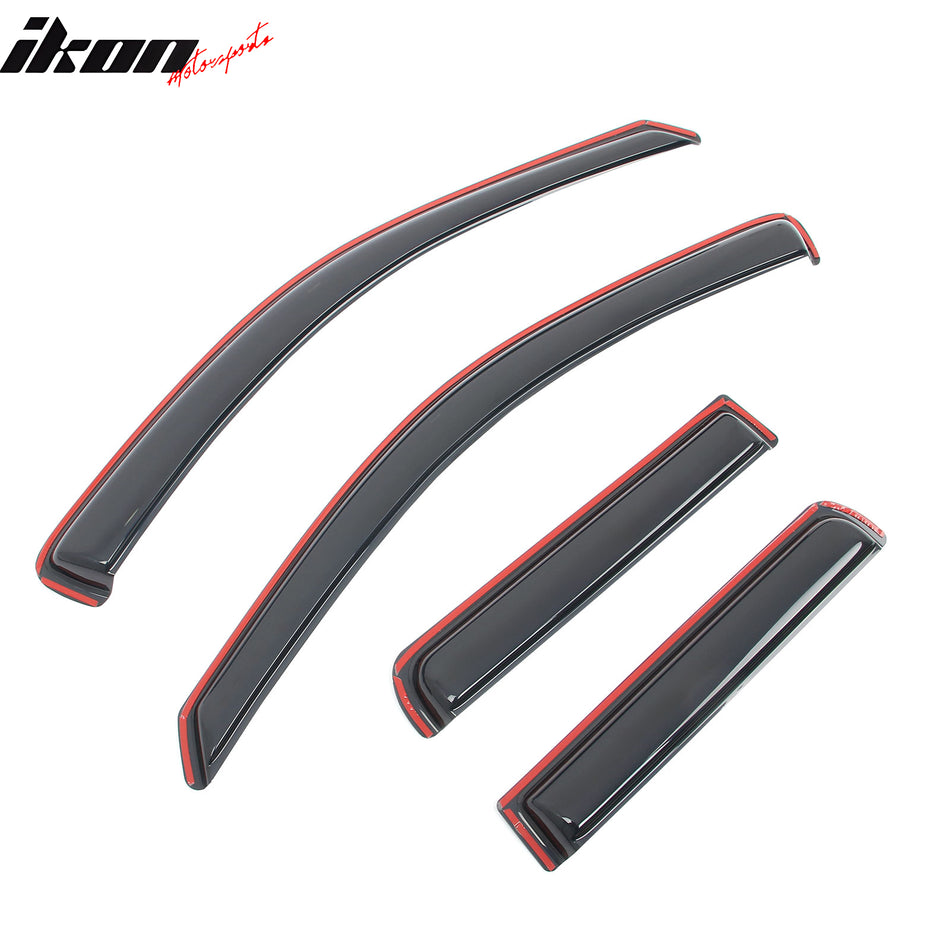 IKON MOTORSPORTS In Channel Window Visors Compatible with 1999-2004 Jeep Grand Cherokee, Slim Style Acrylic Smoke Rain Guards, Side Window Wind Deflectors 4PCS
