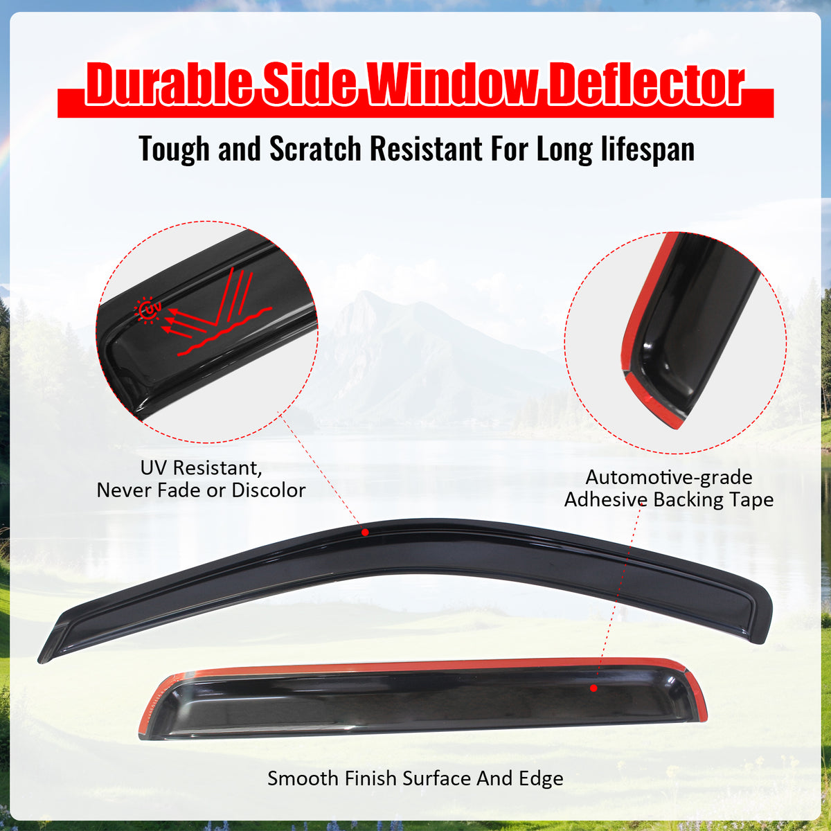Fits 99-04 Jeep Grand Cherokee 4PC Acrylic Window Visors Rain Guard Vent Tape-On