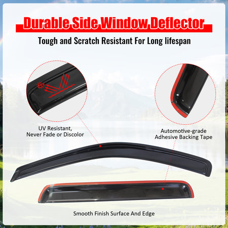 Fits 99-04 Jeep Grand Cherokee 4PC Acrylic Window Visors Rain Guard Vent Tape-On