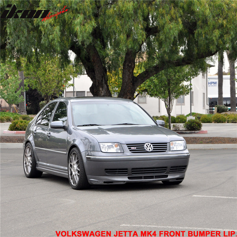 Front Bumper Lip Compatible With 1999-2005 Volkswagen Jetta, GLI Style Black PU Front Lip Finisher Under Chin Spoiler Add On by IKON MOTORSPORTS, 2000 2001 2002 2003 2004