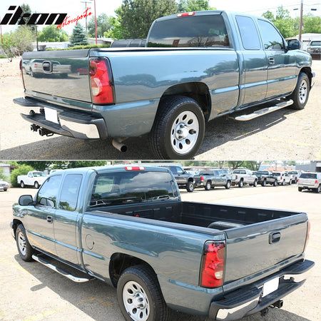 IKON MOTORSPORTS, Tailgate Protector Compatible with 1999-2007 Chevrolet Silverado/GMC Sierra Fleetside SS Models, PP Matte Black Tailgate Cover Moulding Cap Trim Protector