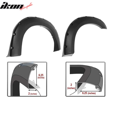 1999 - 2007 Ford F250 F350 Pocket Style Wheel Fender Flares Smooth BlackIkon Motorsports