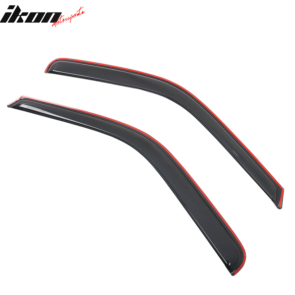 IKON MOTORSPORTS In Channel Window Visors Compatible with 1999-2016 Ford F250 F350 F450 F550 Superduty Standard Cab, Slim Style Acrylic Smoke Rain Guards, Side Window Wind Deflectors 2PCS