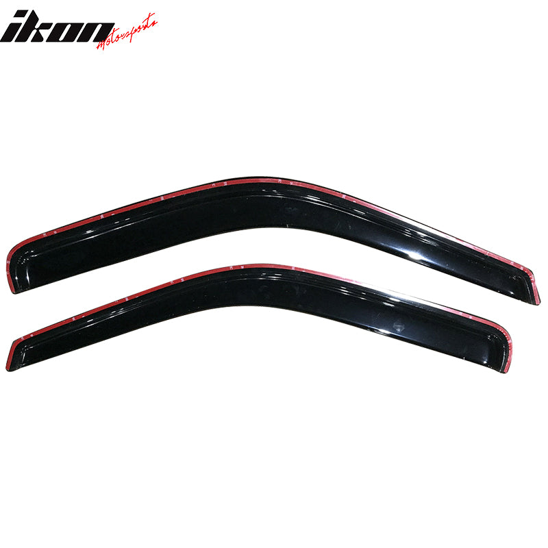 IKON MOTORSPORTS Tape On External Window Visor, Compatible With 1999-2016 Ford F250 F350 F450 F550 Superduty Standard Cab, Tinted Acrylic Side Window Wind Deflector Rain Guards