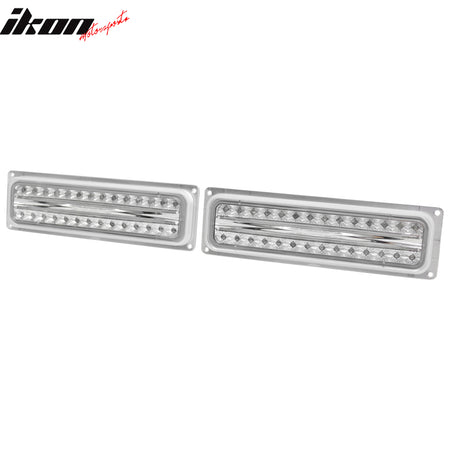 IKON MOTORSPORTS, Front Bumper Lights Compatible with GMC Chevy C/K 1500 2500 3500, Chrome Housing Clear Lens Front Bumper Parking Lights Lamp Assembly Pair