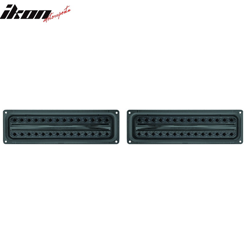 IKON MOTORSPORTS, Front Bumper Lights Compatible with GMC Chevy C/K 1500 2500 3500, Smoke Front Bumper Parking Lights Lamp Assembly Pair 2PCS