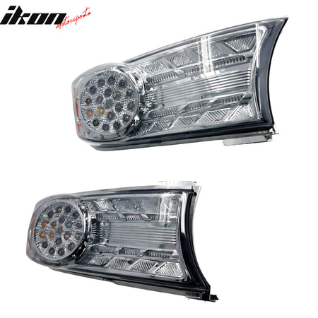 IKON MOTORSPORTS, Parking Lights Compatible with 2007-2014 Toyota FJ Cruiser, Black Smoke LED Look Stop Brake Lights Lamp Assembly Pair 2PCS