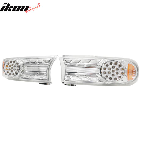 IKON MOTORSPORTS, Front Bumper Lights Compatible with 2007-2014 Toyota Fj Cruiser, Chrome Housing Clear Lens Driver & Passenger Side Front Corner Turn Signal Lights Lamps Pair 2PCS