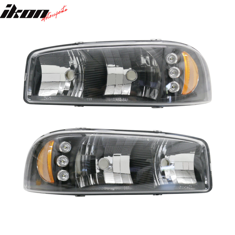 Clearance! Front Bumper Crystal Head Lights for GMC Sierra 1999-2006 Pair Clear Lens