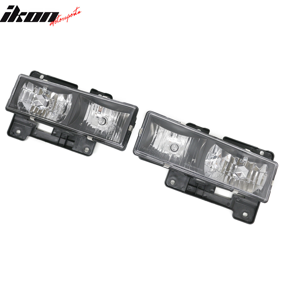 Fits 88-93 Chevy C/K 92-93 Chevy Blazer Head Lights Black Housing Clear Lens 2PC