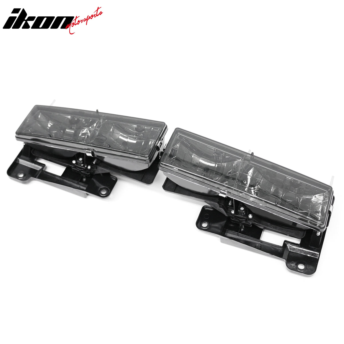 IKON MOTORSPORTS Headlights Assembly, Compatible with 1992-1994 Chevy Blazer 1995-2000 Tahoe 1992-1999 C/K 1500/2500 Suburban GMC Yukon, Black Housing Smoke Lens Front Bumper Driving Head Lamp, Pair