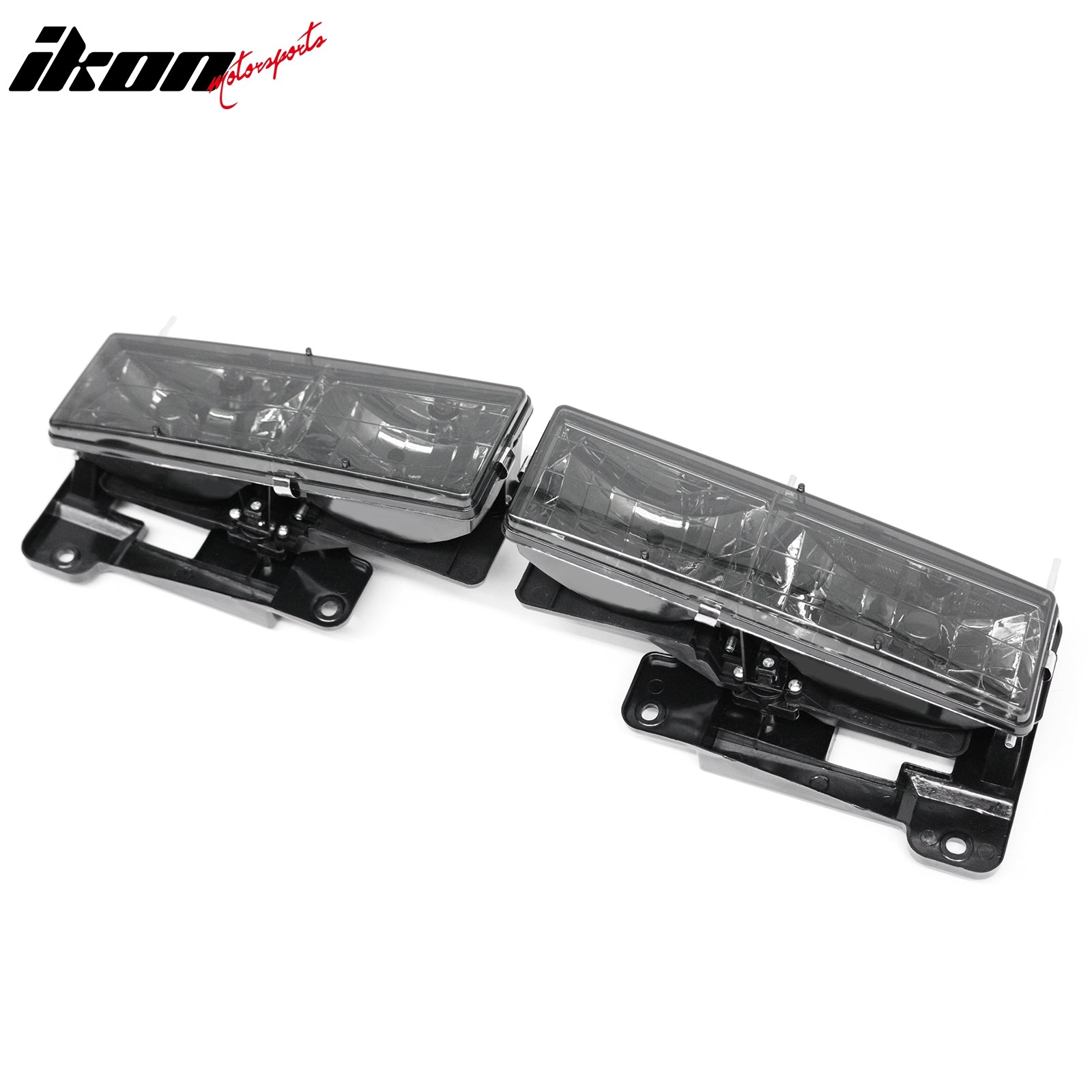 IKON MOTORSPORTS Headlights Assembly, Compatible with 1992-1994 Chevy Blazer 1995-2000 Tahoe 1992-1999 C/K 1500/2500 Suburban GMC Yukon, Black Housing Smoke Lens Front Bumper Driving Head Lamp, Pair