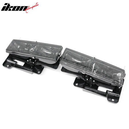 IKON MOTORSPORTS Headlights Assembly, Compatible with 1992-1994 Chevy Blazer 1995-2000 Tahoe 1992-1999 C/K 1500/2500 Suburban GMC Yukon, Black Housing Smoke Lens Front Bumper Driving Head Lamp, Pair