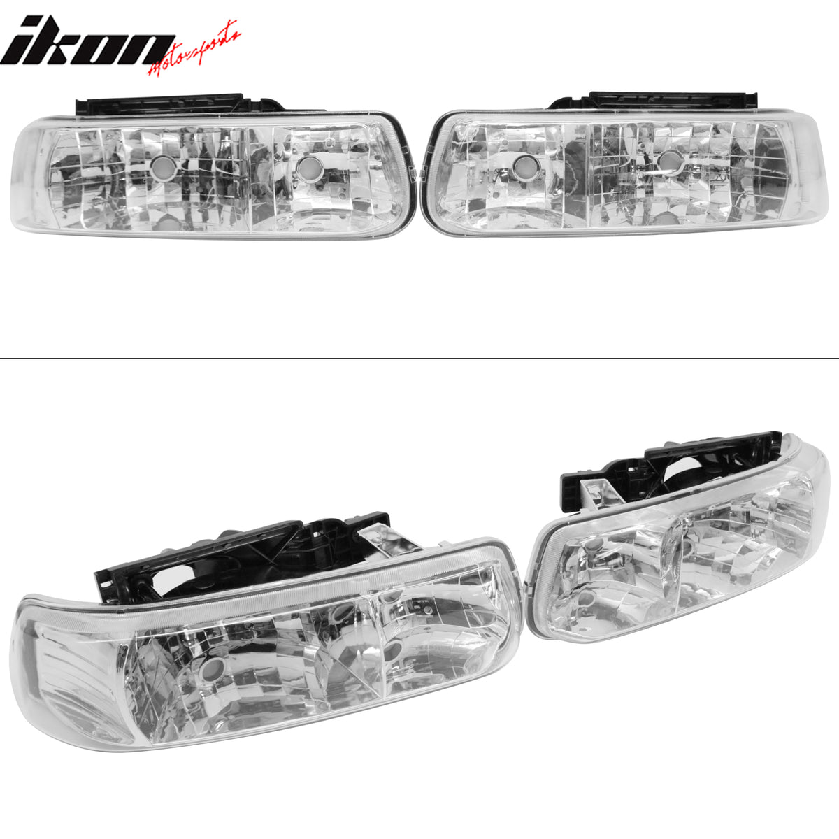 Fits 99-02 Chevy Silverado 1500 2500 3500 HD Head Lights Chrome Housing 2PCS