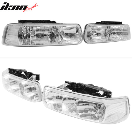 Fits 99-02 Chevy Silverado 1500 2500 3500 HD Head Lights Chrome Housing 2PCS