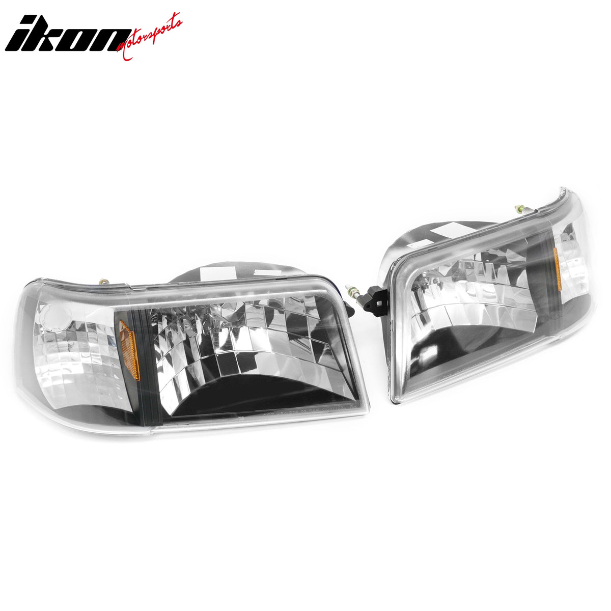 Fits 93-97 Ford Ranger Front Headlights Head Lights W/Clear Lens Amber Reflector