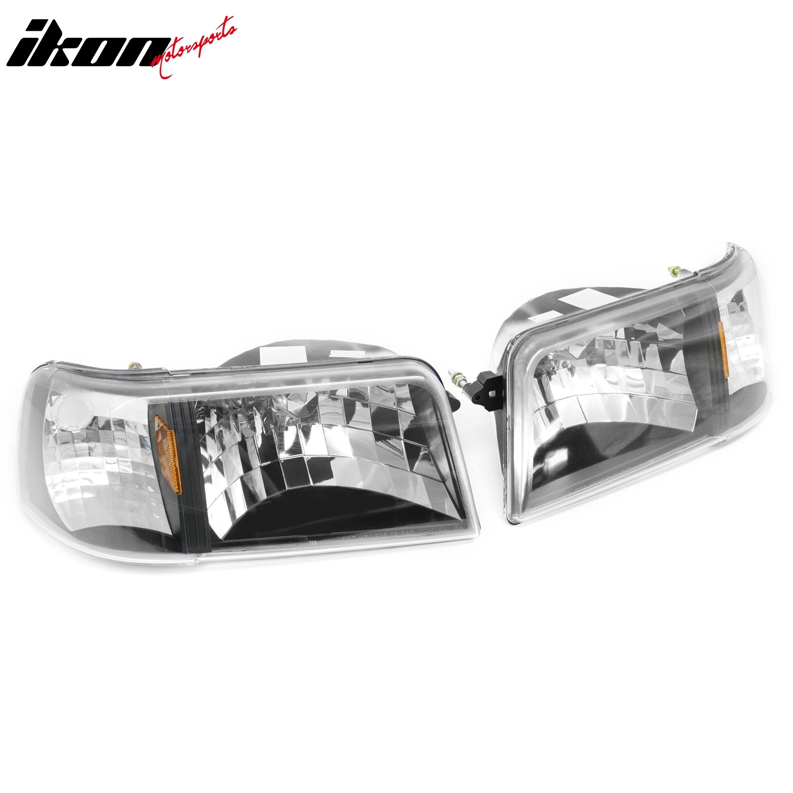 Fits 93-97 Ford Ranger Front Headlights Head Lights W/Clear Lens Amber Reflector