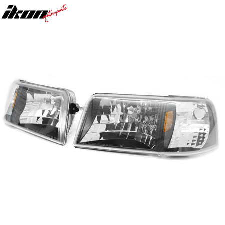 Fits 93-97 Ford Ranger Front Headlights Head Lights W/Clear Lens Amber Reflector