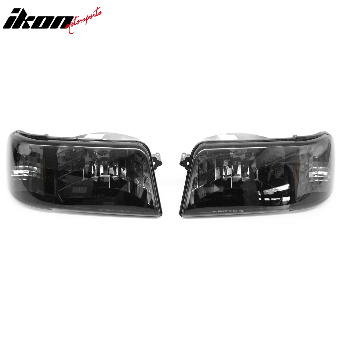 Fits 93-97 Ford Ranger Front Headlights Head Lights W/Smoke Lens Amber Reflector