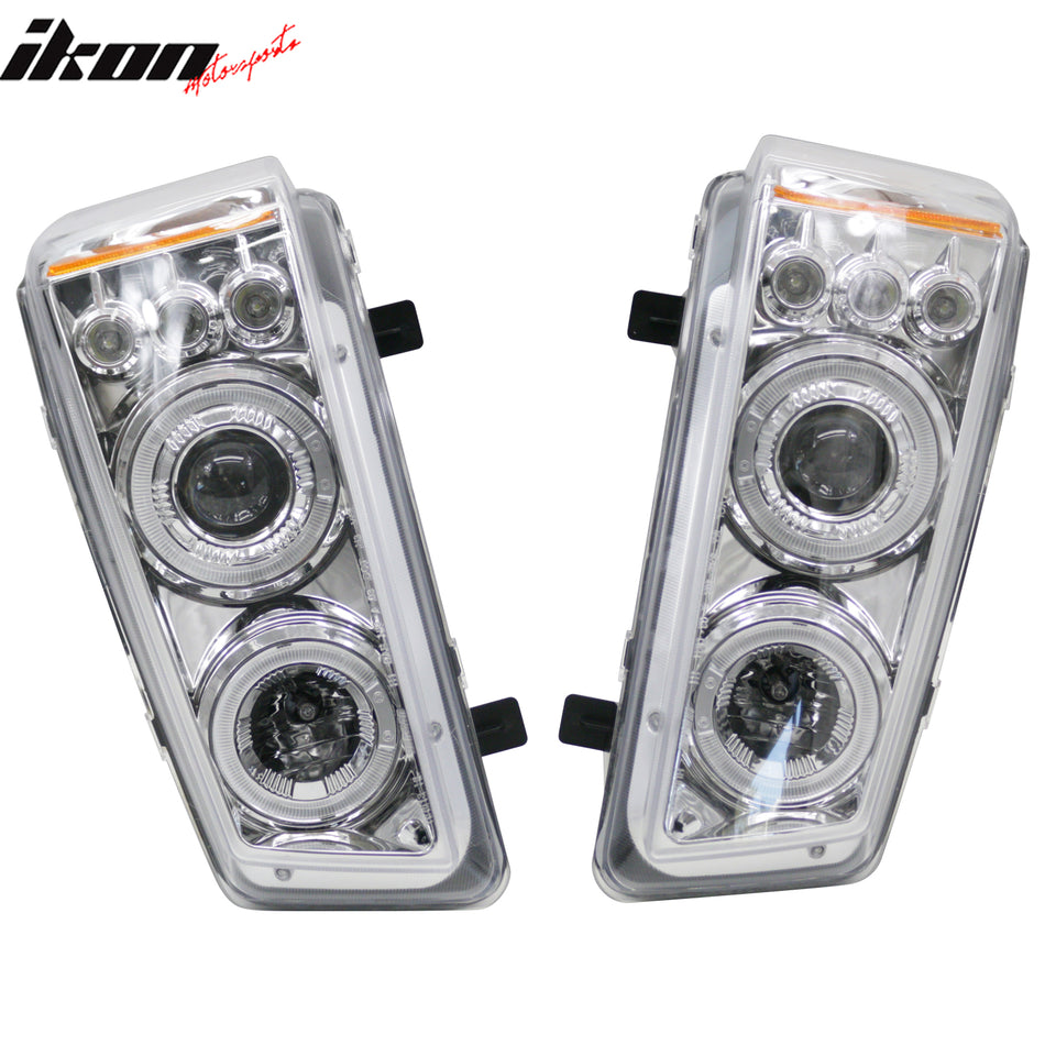 2003-2006 Chevy Silverado 2500 HD 3500& 2007 Classic Front Bumper Head Lights Chrome Housing Clear Lens Pair