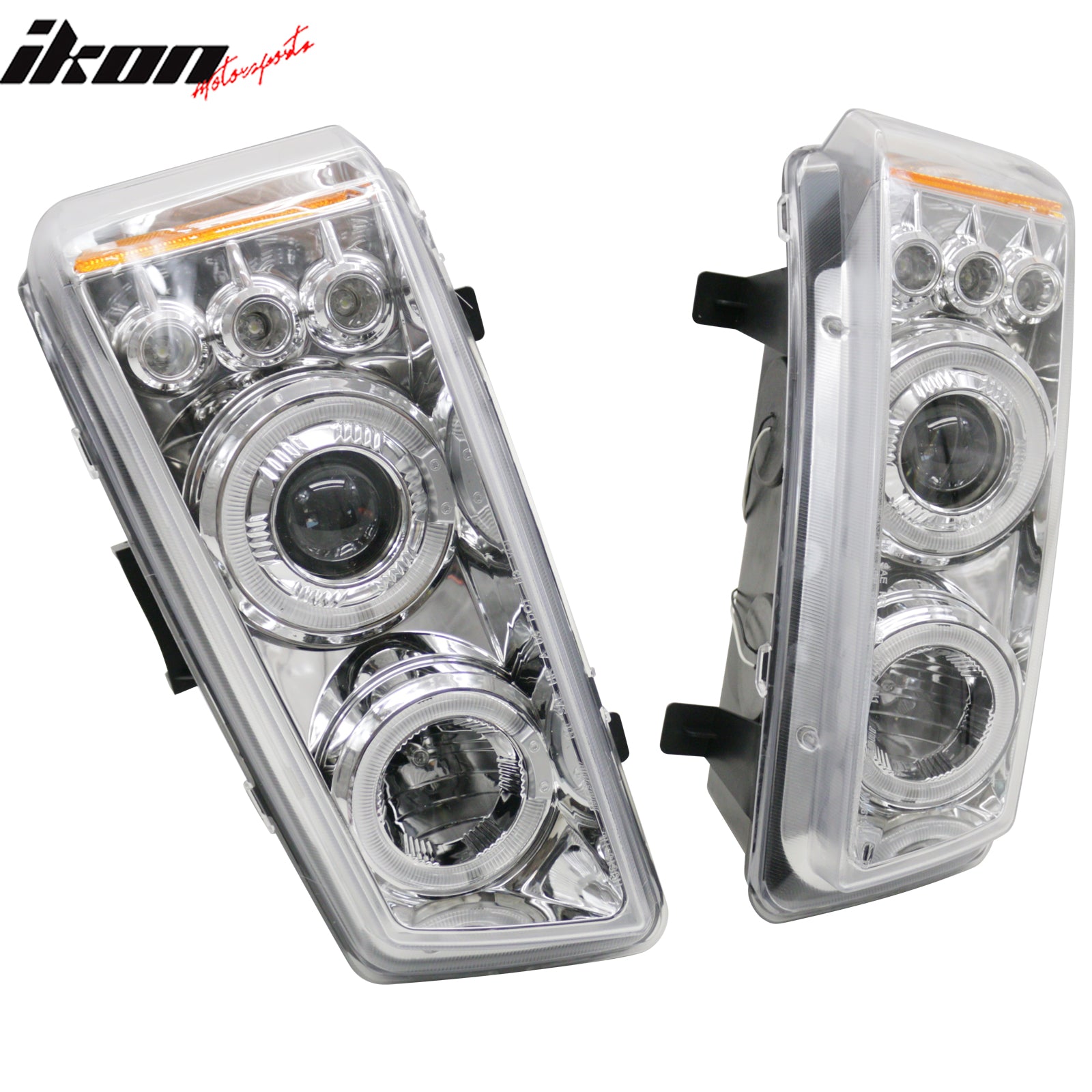 IKON MOTORSPORTS Headlights Assembly, Compatible with 2003-2006 Chevy Silverado 2500 HD 3500& 2007 Silverado 1500 2500 HD 3500 Classic, Chrome Housing Clear Lens Front Bumper Driving Head Lamp, Pair