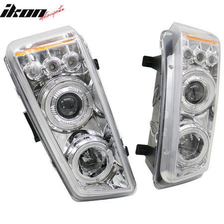 IKON MOTORSPORTS Headlights Assembly, Compatible with 2003-2006 Chevy Silverado 2500 HD 3500& 2007 Silverado 1500 2500 HD 3500 Classic, Chrome Housing Clear Lens Front Bumper Driving Head Lamp, Pair