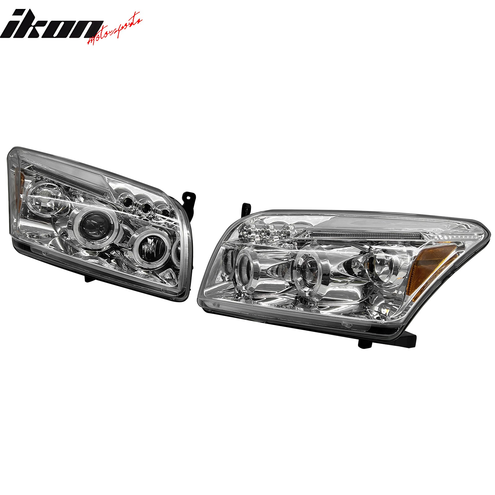 Fits 07-12 Dodge Caliber Projector Head Lights Chrome Housing w/ Amber Reflector