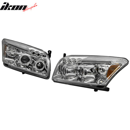 Fits 07-12 Dodge Caliber Projector Head Lights Chrome Housing w/ Amber Reflector