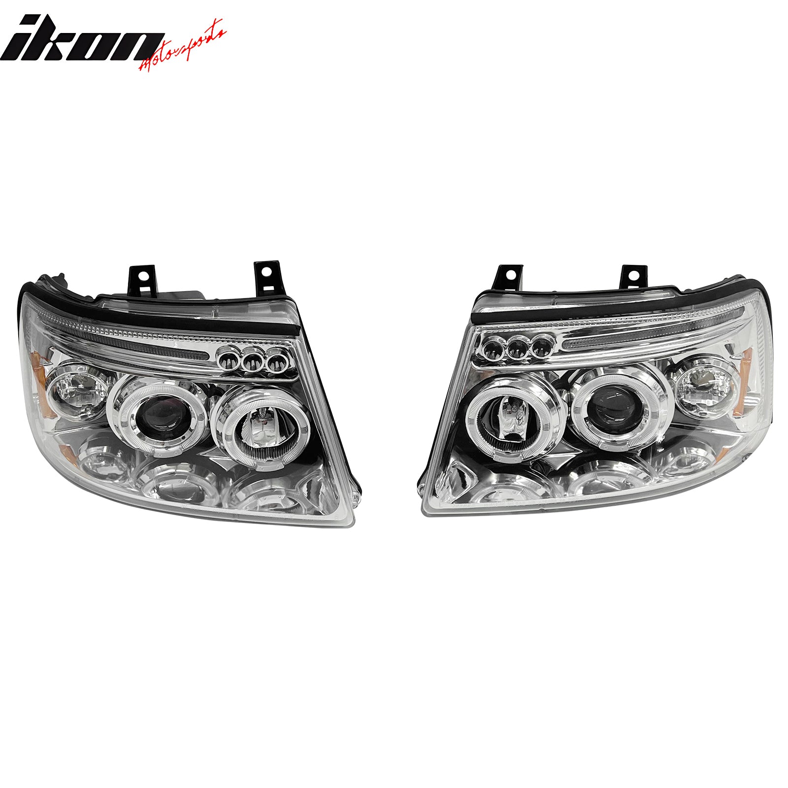For 03-06 Ford Expedition Front Bumper Head Lights Chrome Housing Blue Projector