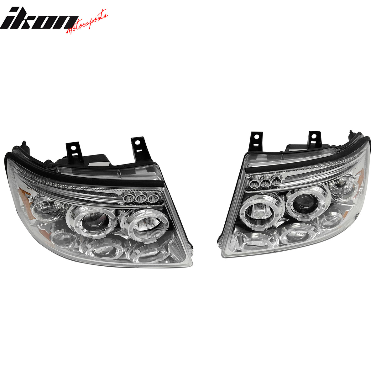 For 03-06 Ford Expedition Front Bumper Head Lights Chrome Housing Blue Projector