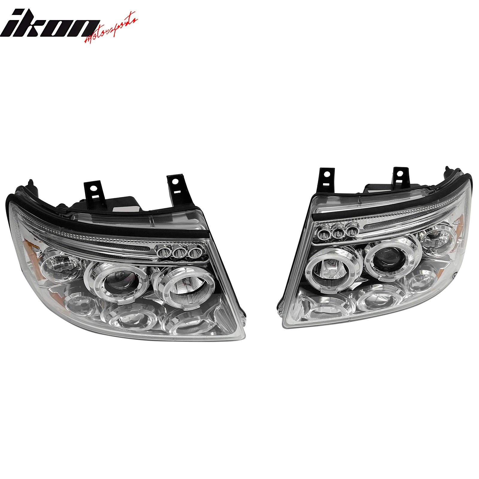For 03-06 Ford Expedition Front Bumper Head Lights Chrome Housing Blue Projector