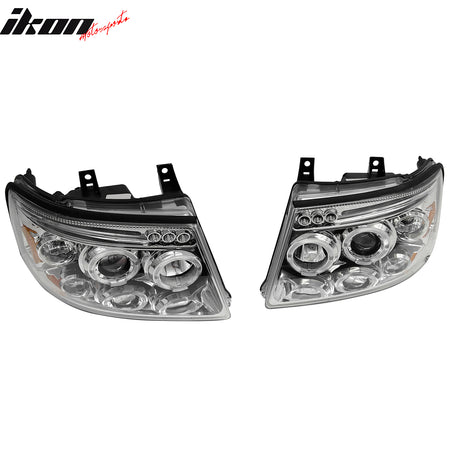 For 03-06 Ford Expedition Front Bumper Head Lights Chrome Housing Blue Projector