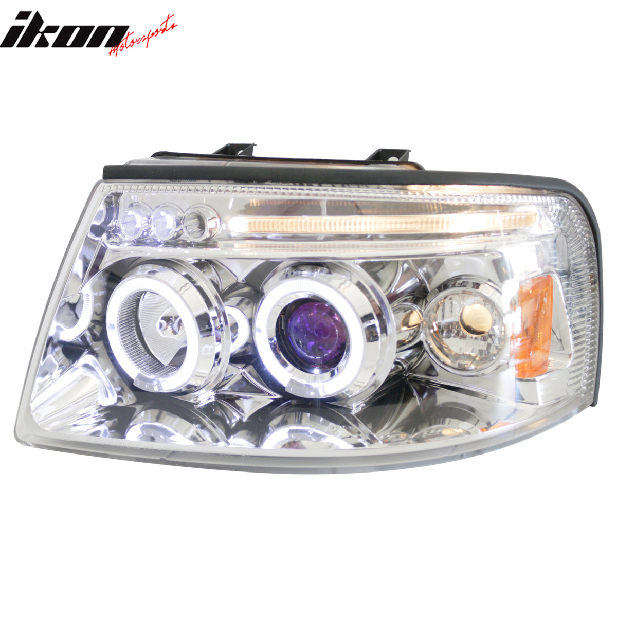 For 03-06 Ford Expedition Front Bumper Head Lights Chrome Housing Blue Projector
