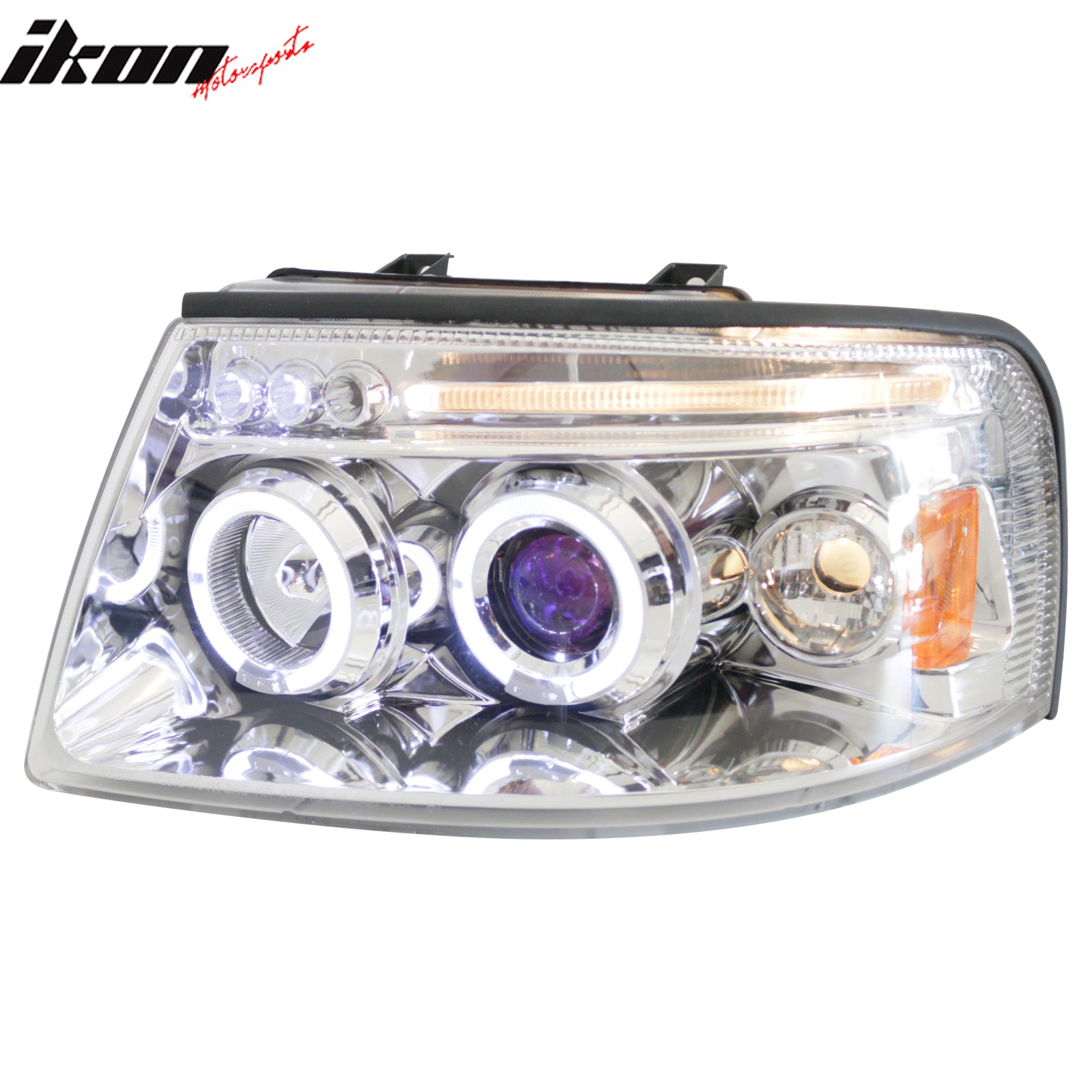 For 03-06 Ford Expedition Front Bumper Head Lights Chrome Housing Blue Projector